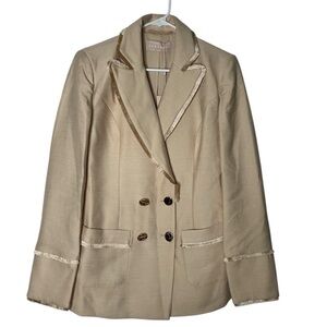 NWT KEEPSAKE The Label Double Breasted Jacket Fringe Trim Gold Tone Hardware XXS